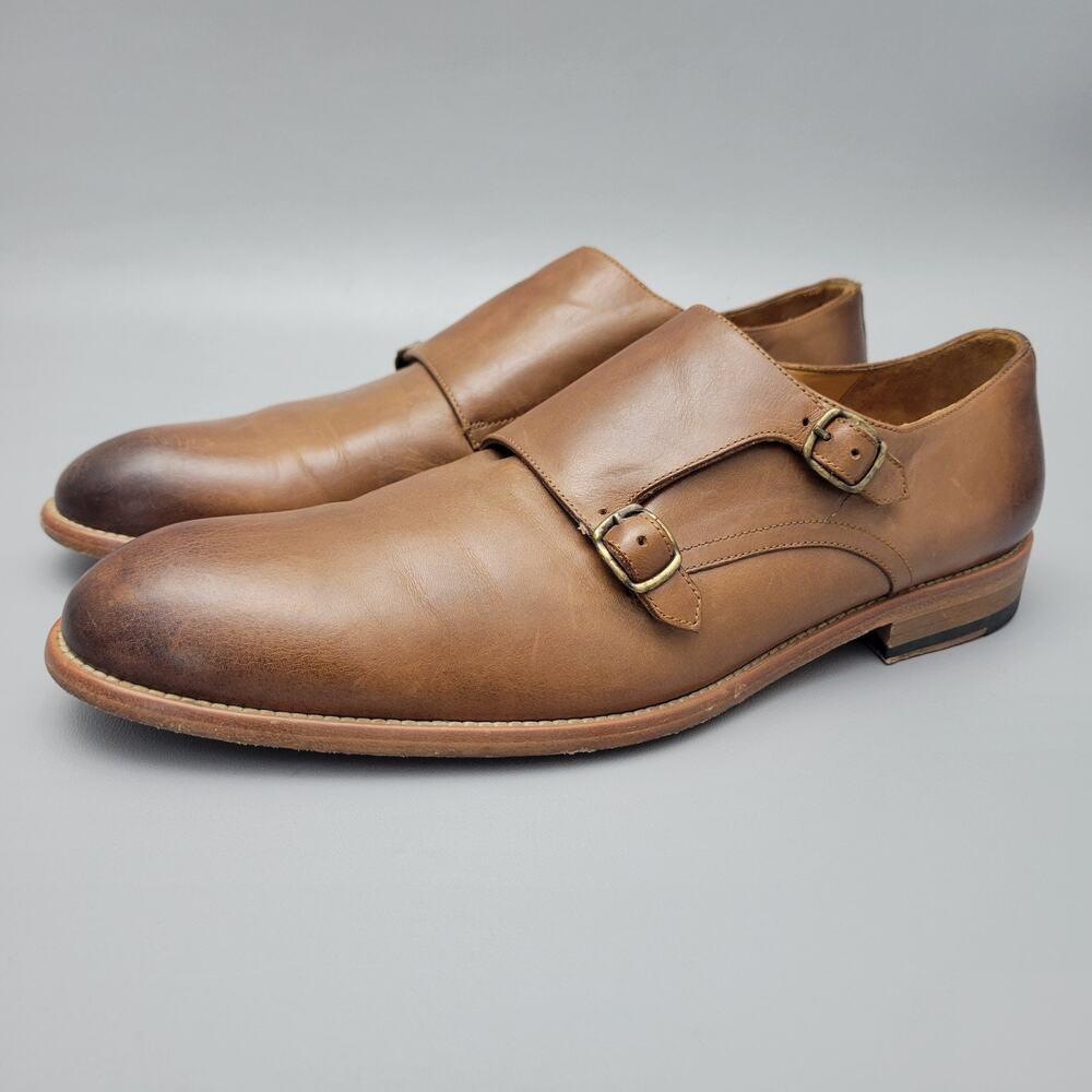 Joseph Abboud Collection Brown Leather Monk Strap Shoes Men's Size 11